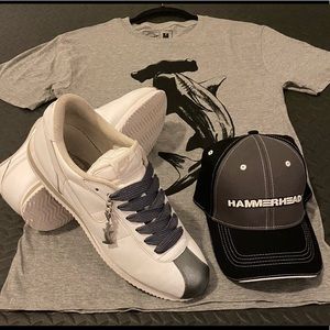 Custom Hammerhead outfit.  Medium shirt, men’s 11 Nike Cortez (custom paint).